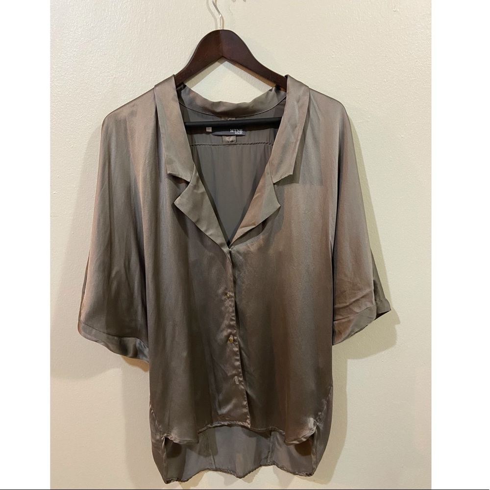 MYNE Ashley Ann Gray Silk blouse.